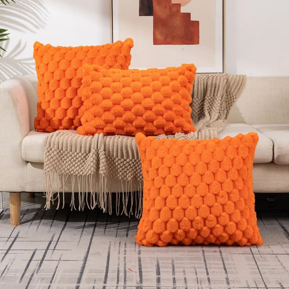 Textured 3D Plush Cotton Blend Cushion Cover