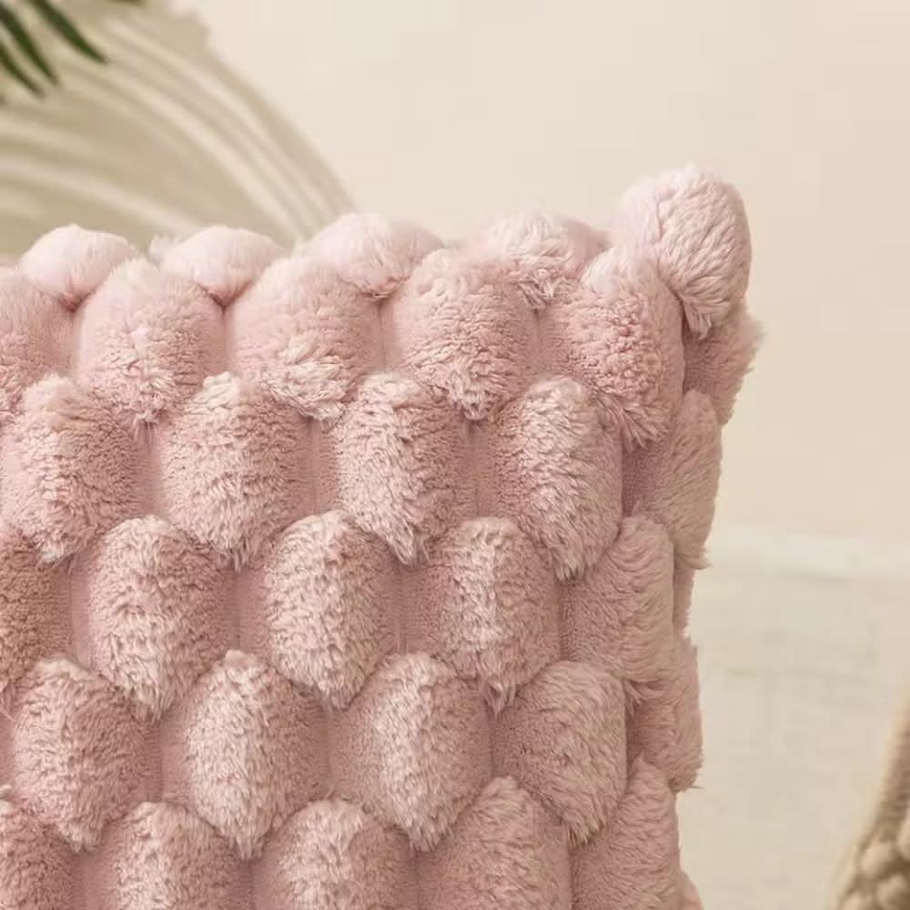 Textured 3D Plush Cotton Blend Cushion Cover