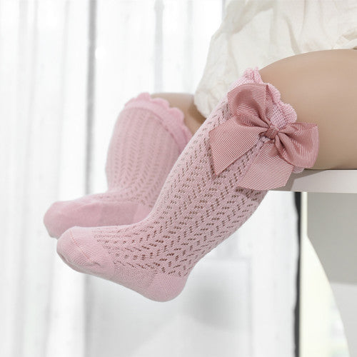 Cotton Baby Socks with Large Bow for Girls