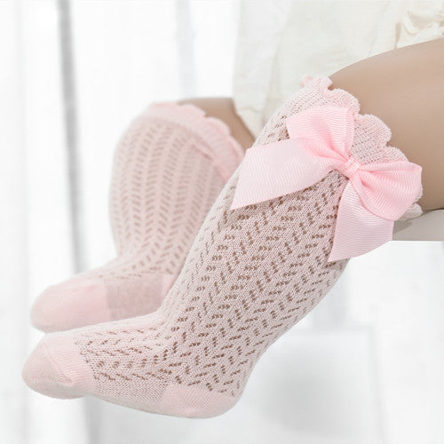 Cotton Baby Socks with Large Bow for Girls