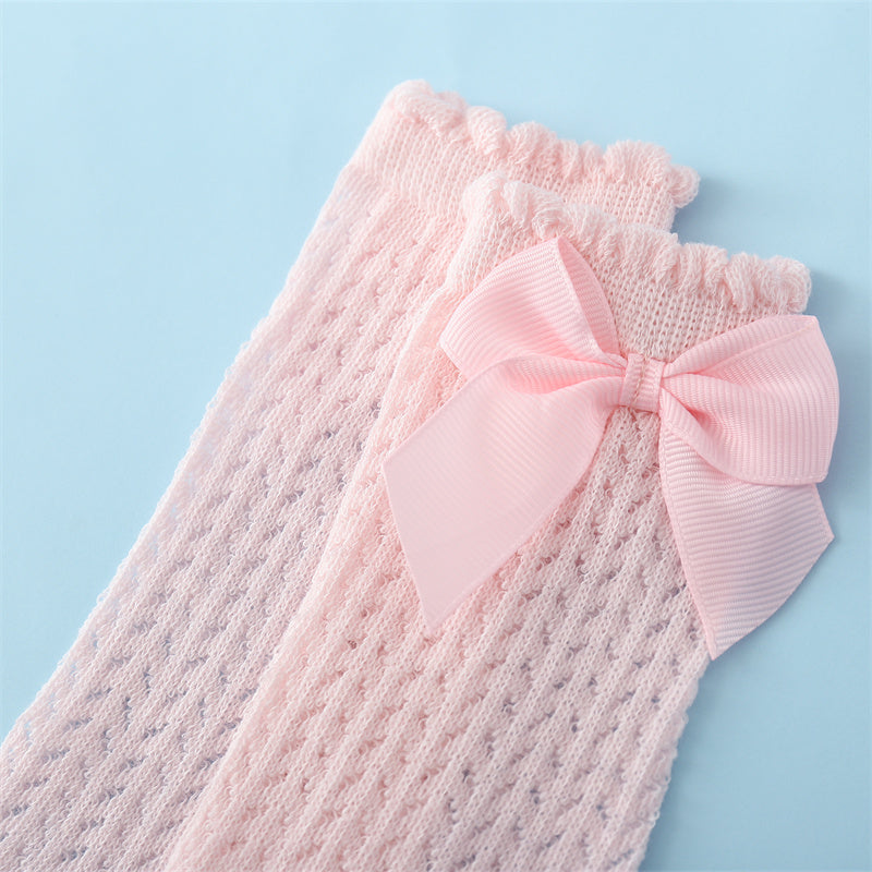 Cotton Baby Socks with Large Bow for Girls