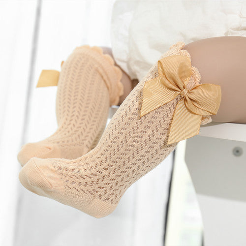Cotton Baby Socks with Large Bow for Girls
