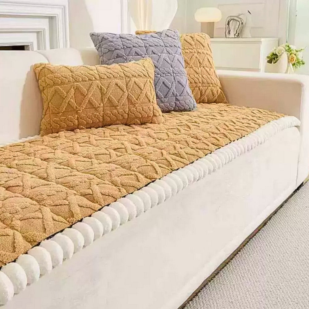 Plush Diamond Quilted Sofa Protector Cover