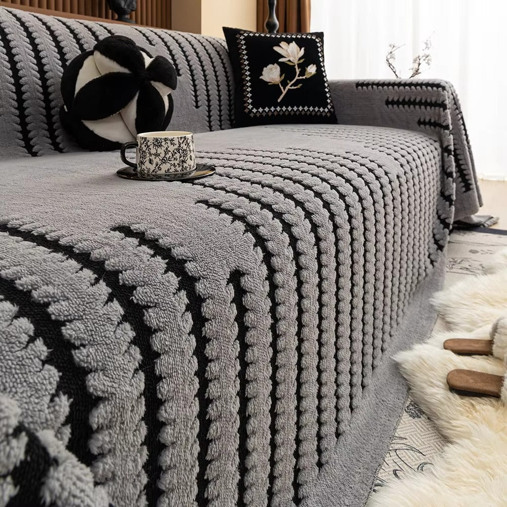 Plush Quilted Sofa Throw with Non-Slip Backing