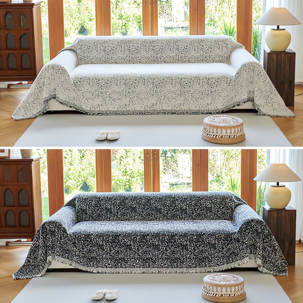 Reversible Microfiber Sofa Cover with Non-Slip Backing