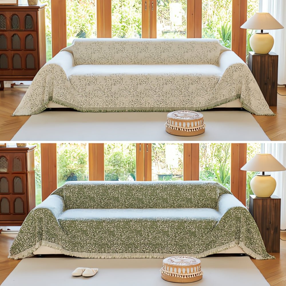Reversible Microfiber Sofa Cover with Non-Slip Backing
