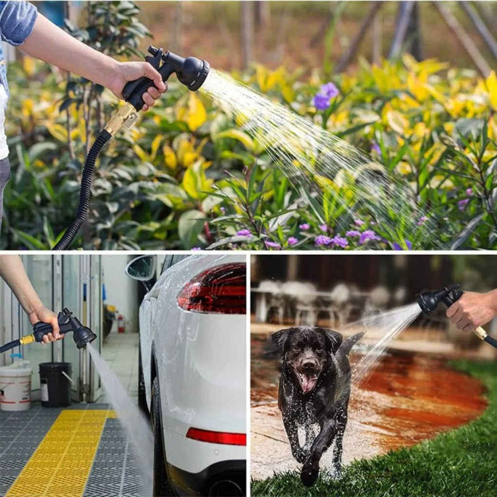 100 Foot Expandable Garden Hose with Triple Layer Latex Core and Brass Connectors