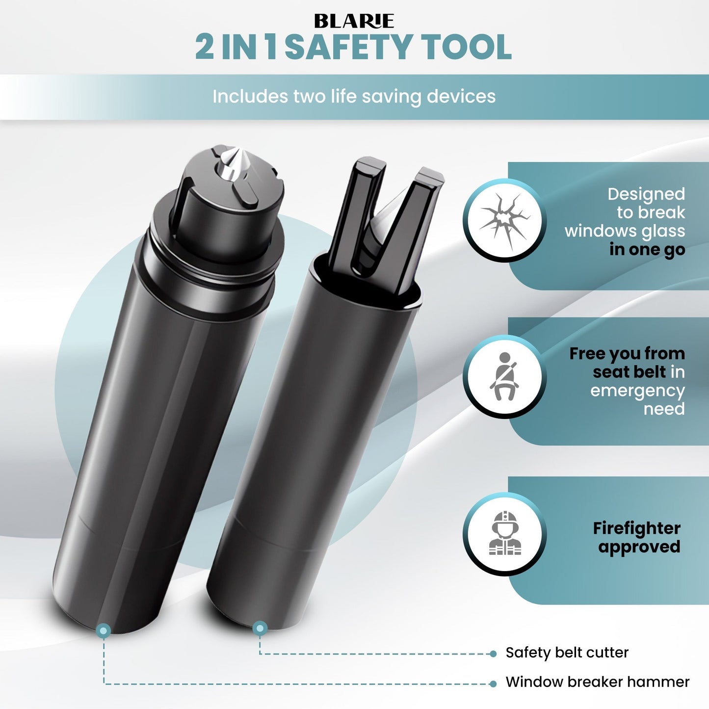 Car Emergency Tool with Window Breaker and Seatbelt Cutter