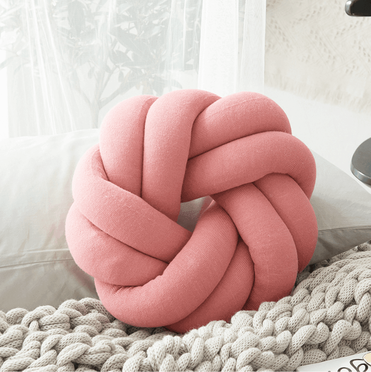 Cotton Knot Ball Pillow - Handmade Decorative Throw Pillow