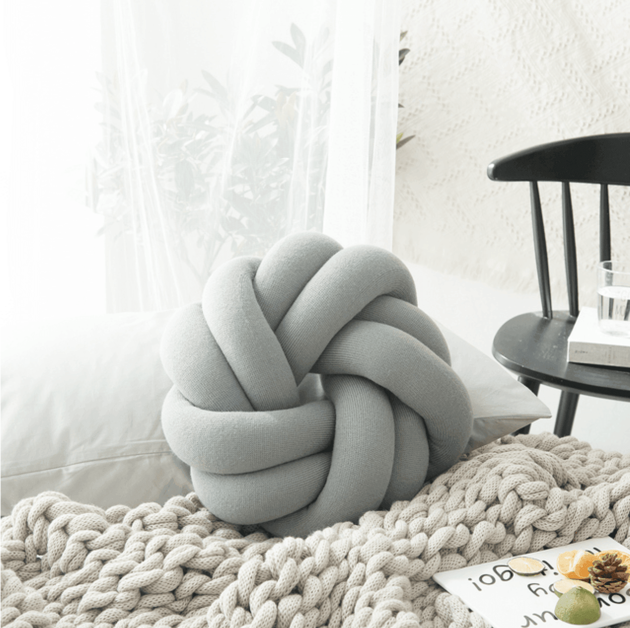 Cotton Knot Ball Pillow - Handmade Decorative Throw Pillow