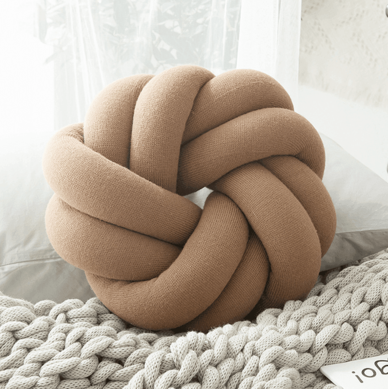 Cotton Knot Ball Pillow - Handmade Decorative Throw Pillow