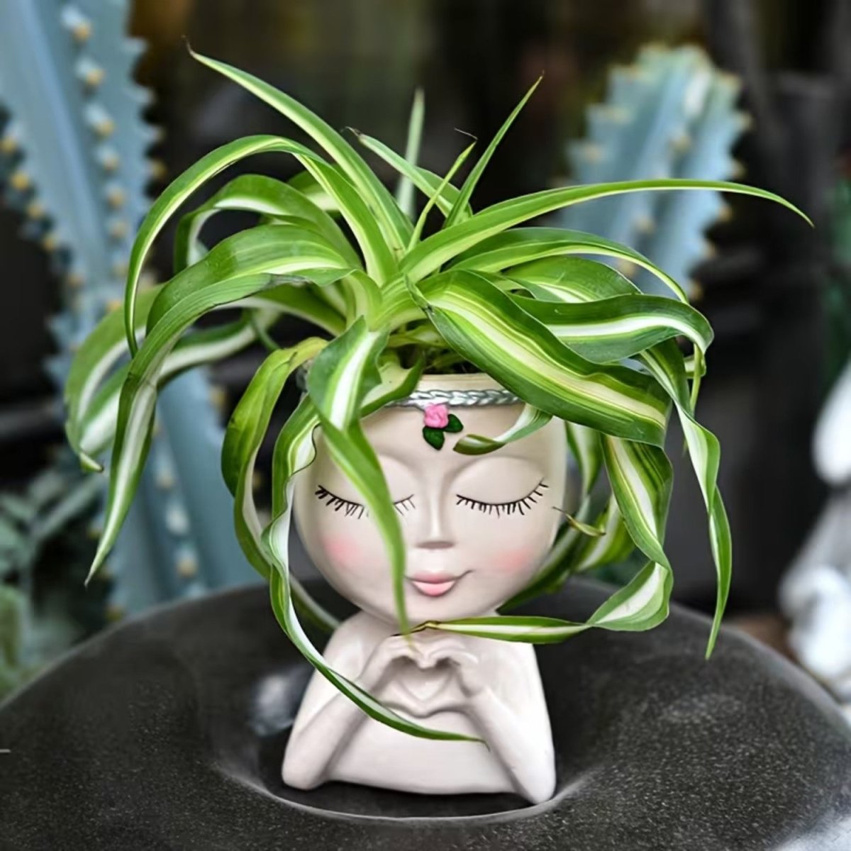 Creative Resin Face Vase for Succulents and Plants