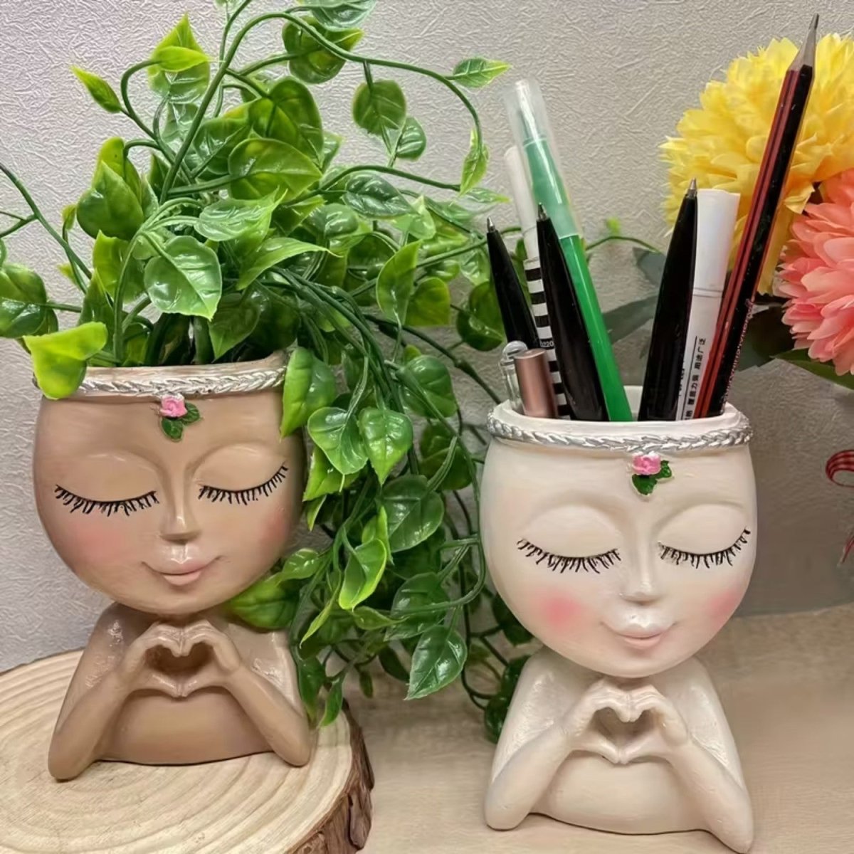 Creative Resin Face Vase for Succulents and Plants
