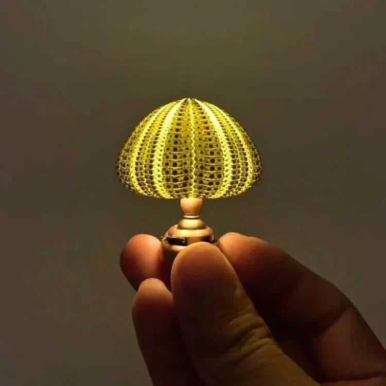 Mini Sea Urchin Shell Table Lamp with Gilded Base