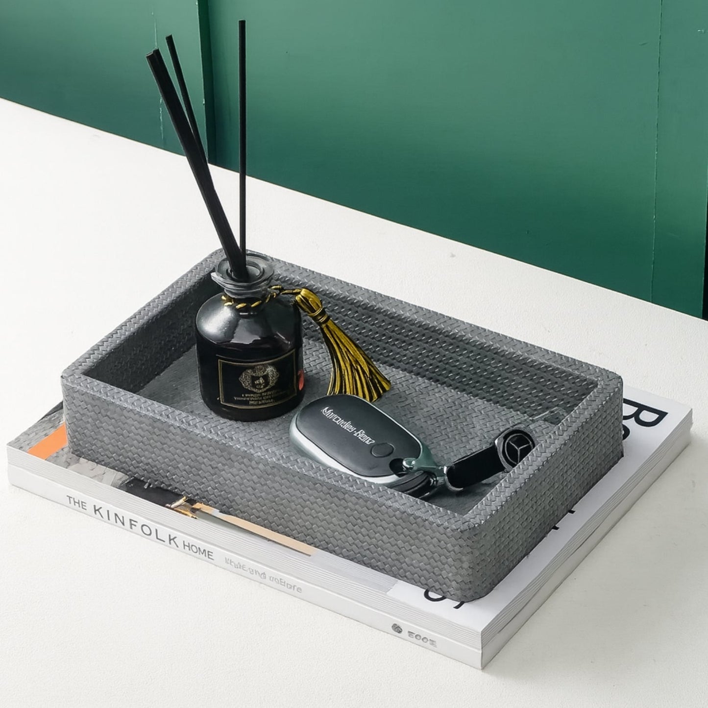 Croc Textured Wooden Organizer Tray