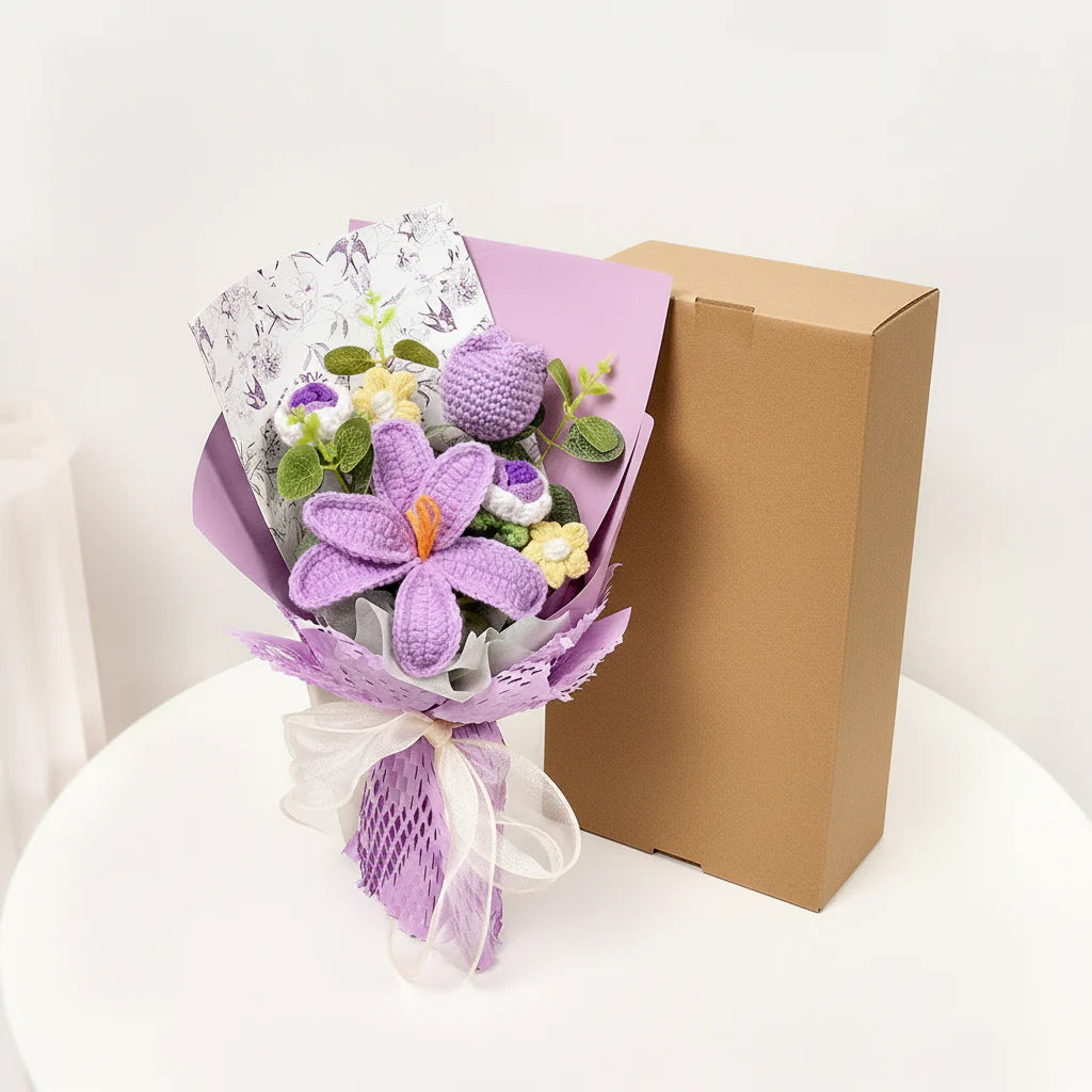 Crochet Tulip Bouquet - Elegant Gift for Home Decor