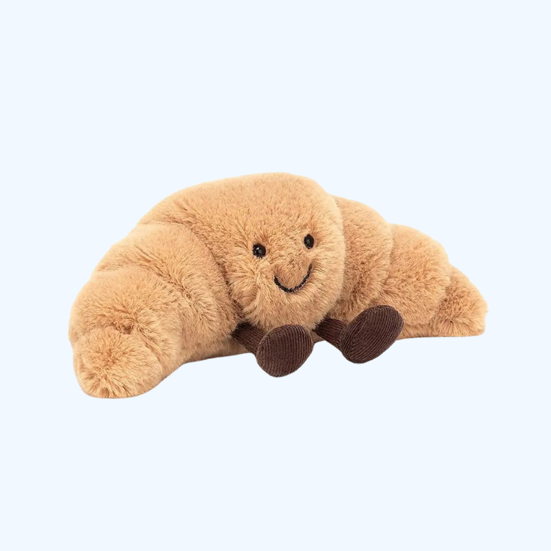 Croissant-Shaped Soft Cuddle Bear Pillow
