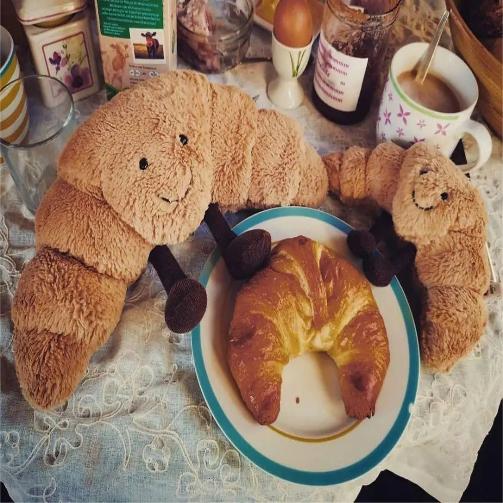 Croissant-Shaped Soft Cuddle Bear Pillow