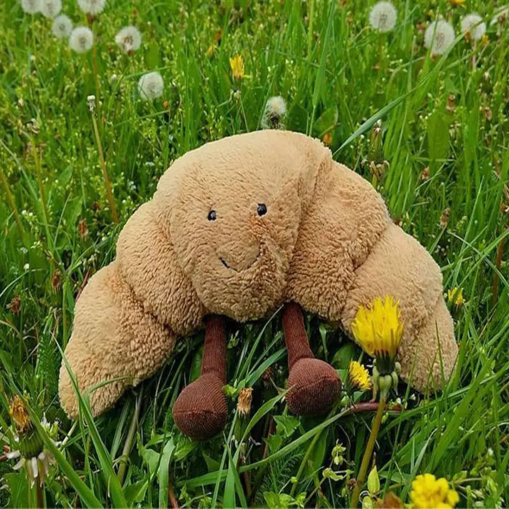 Croissant-Shaped Soft Cuddle Bear Pillow