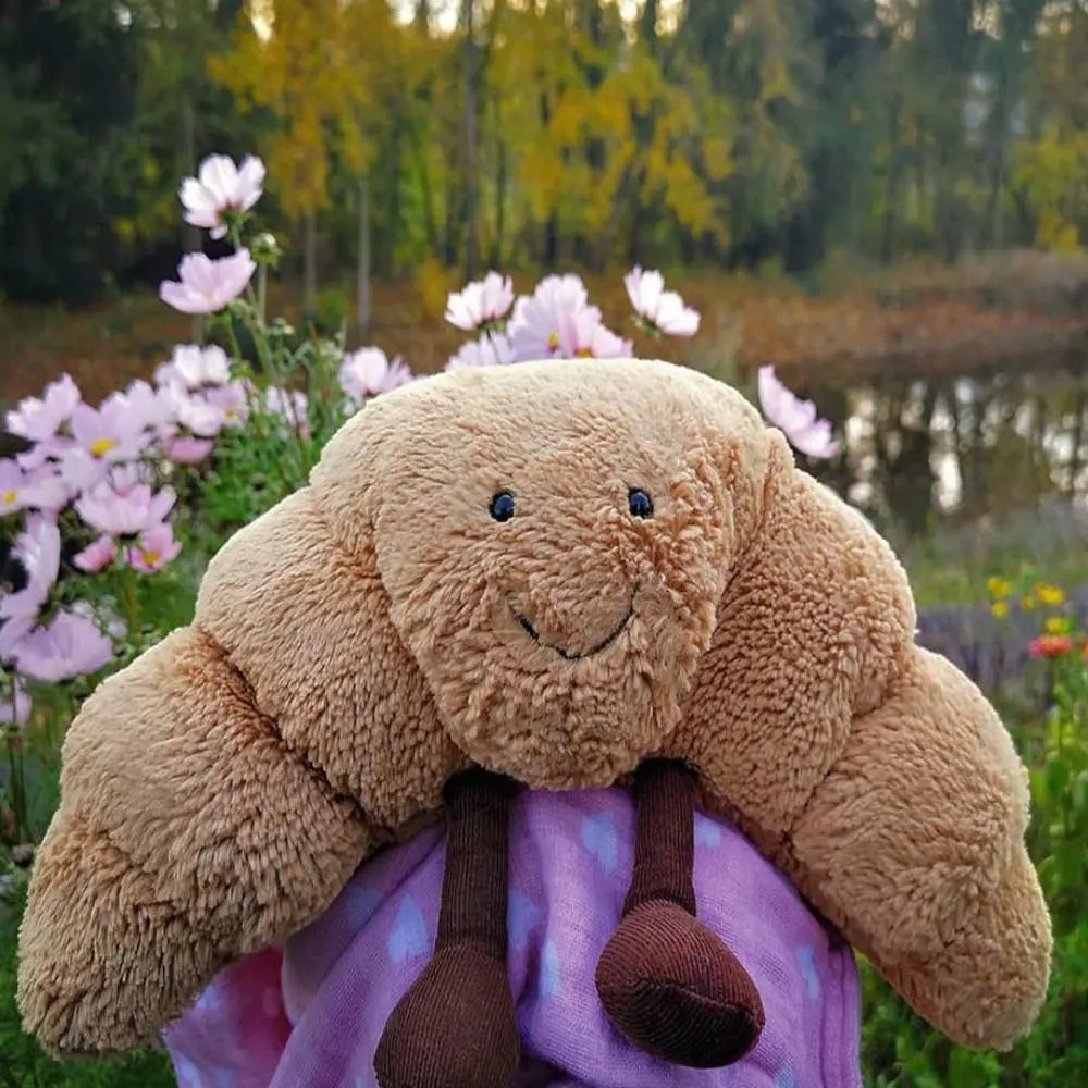 Croissant-Shaped Soft Cuddle Bear Pillow