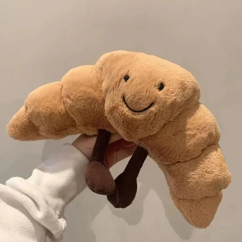 Croissant-Shaped Soft Cuddle Bear Pillow