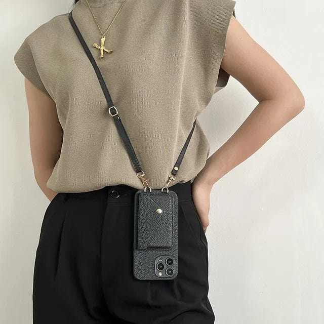 Adjustable Phone Case with Shoulder Strap and Card Pocket