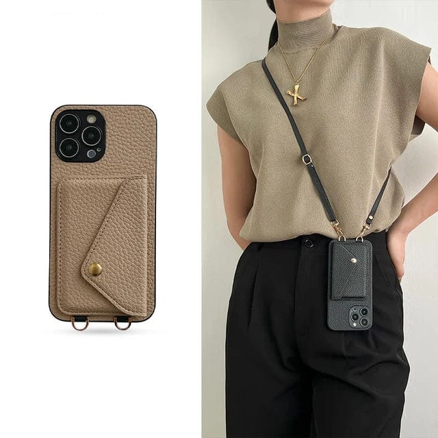 Adjustable Phone Case with Shoulder Strap and Card Pocket