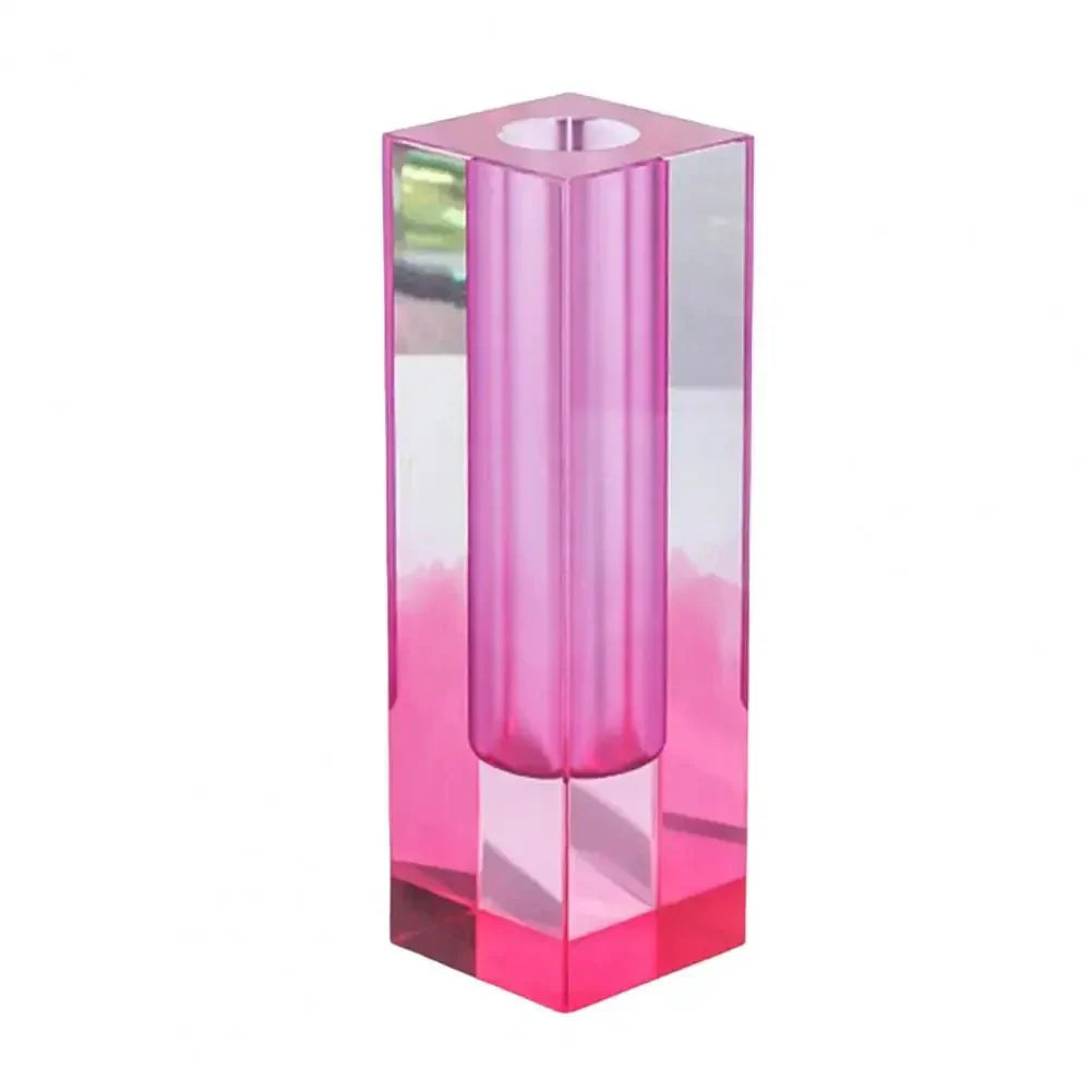 Square Acrylic Gradient Vase with Crystal Effect