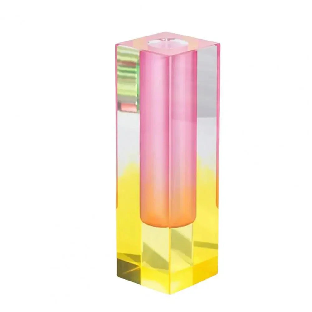 Square Acrylic Gradient Vase with Crystal Effect