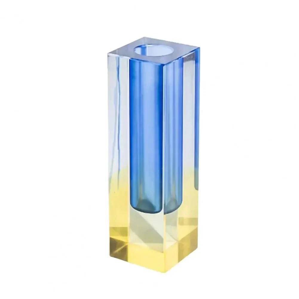 Modern Acrylic Square Vase with Crystal Effect Finish