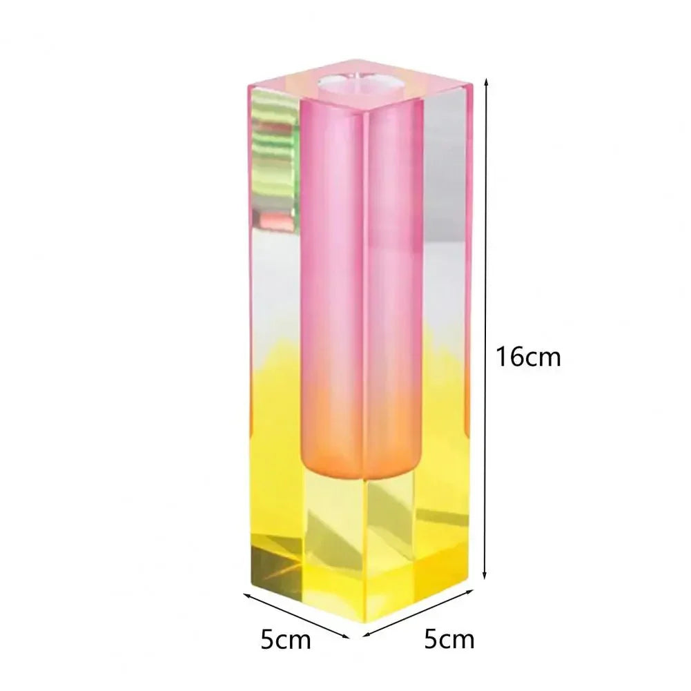 Square Acrylic Gradient Vase with Crystal Effect