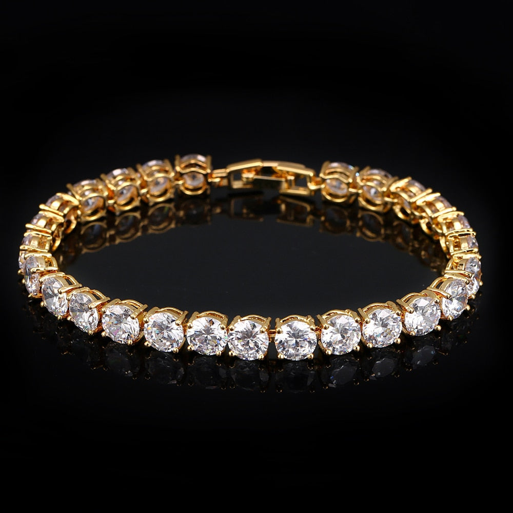 Crystal Heart Tennis Bracelet in Sterling Silver with AAA Cubic Zirconia