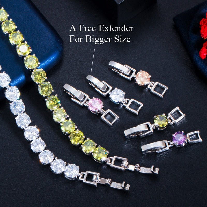 Crystal Heart Tennis Bracelet in Sterling Silver with AAA Cubic Zirconia