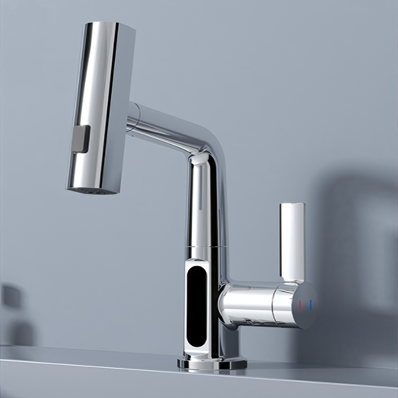 Intelligent Pull-Out Kitchen Faucet with LED Temperature Display