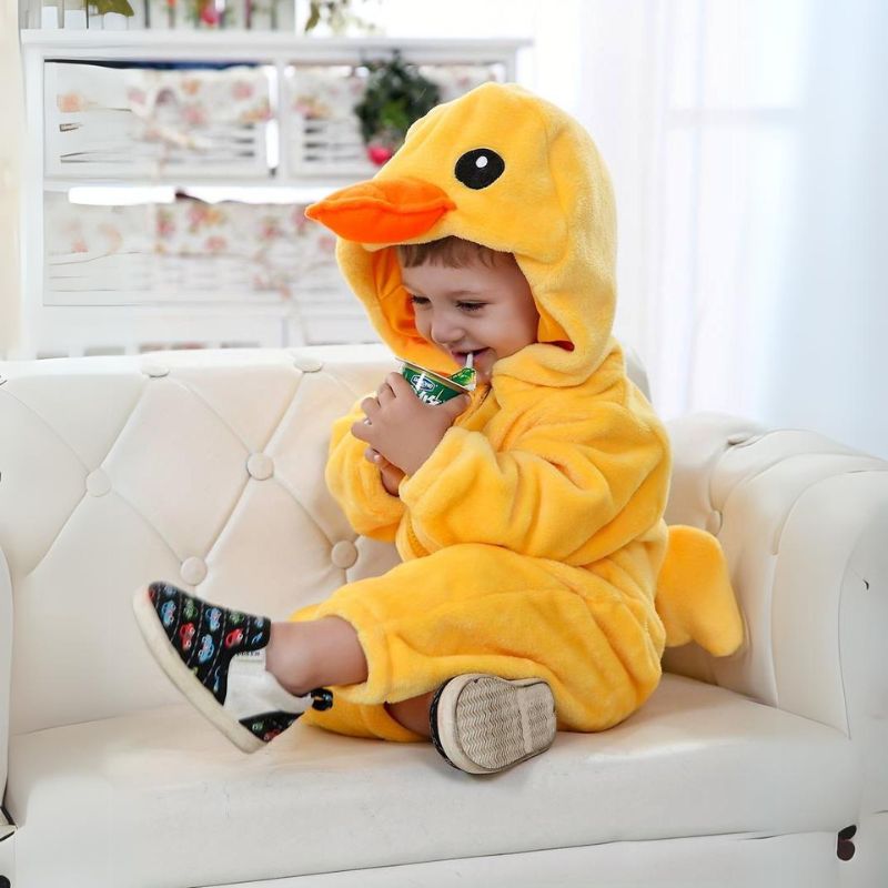 Soft Animal-Themed Full Body Suit with Hood for Infants