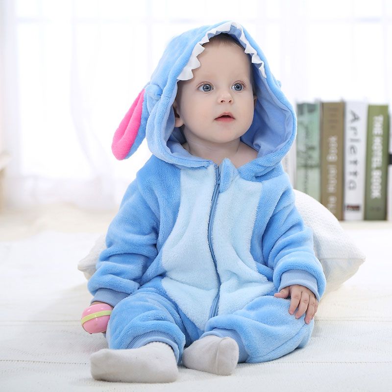 Soft Animal-Themed Full Body Suit with Hood for Infants
