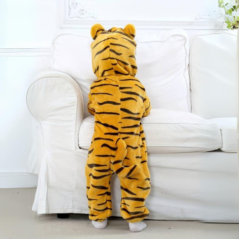 Soft Animal-Themed Full Body Suit with Hood for Infants