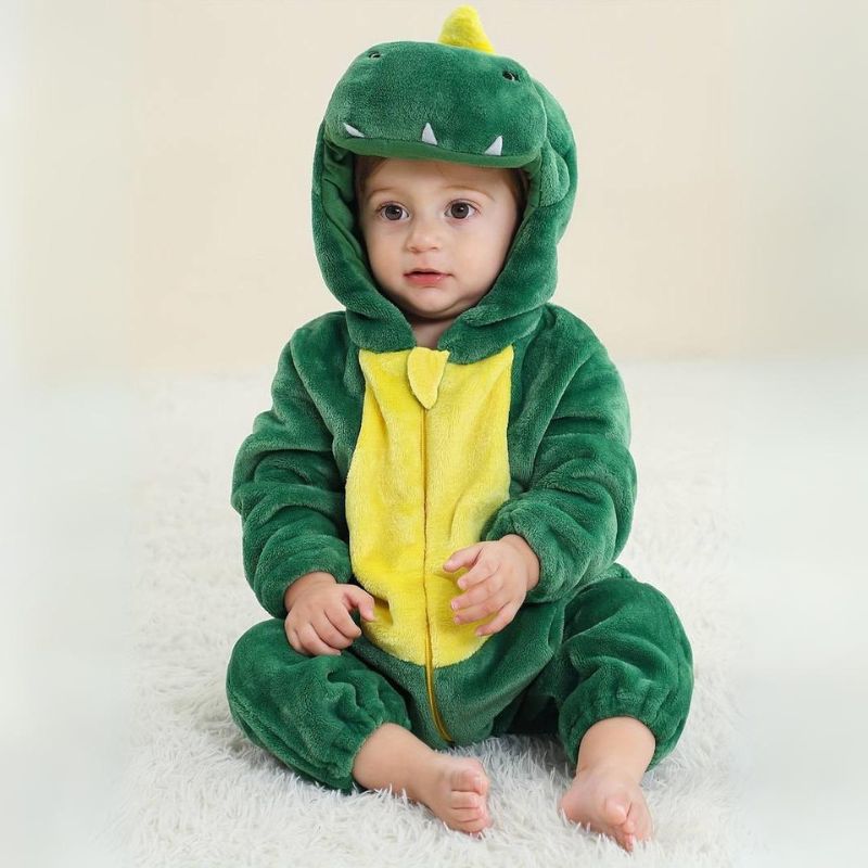 Soft Animal-Themed Full Body Suit with Hood for Infants