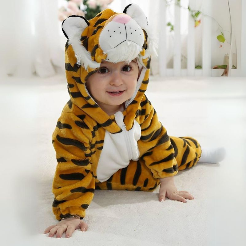 Soft Animal-Themed Full Body Suit with Hood for Infants
