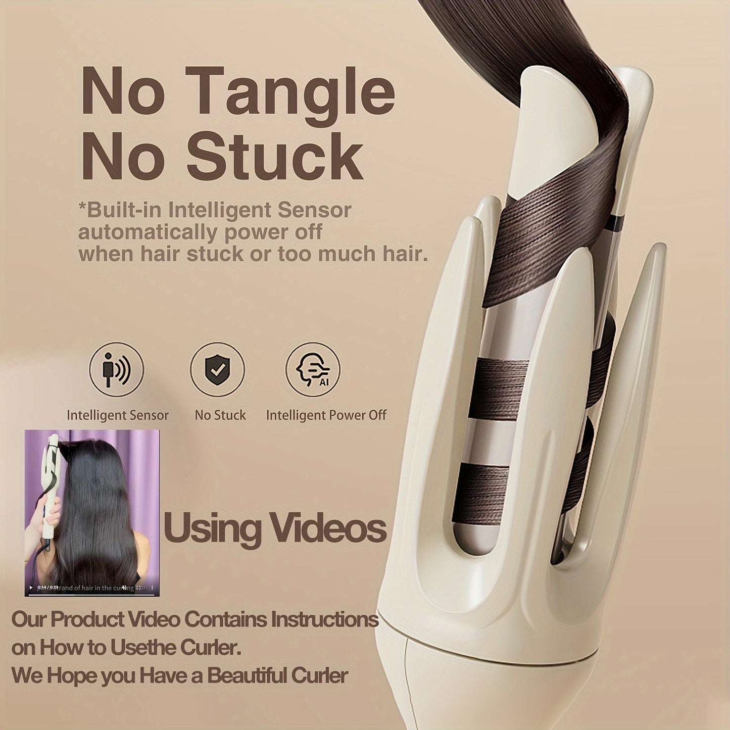 Automatic Curling Iron with Mains-Powered Even Heat Distribution