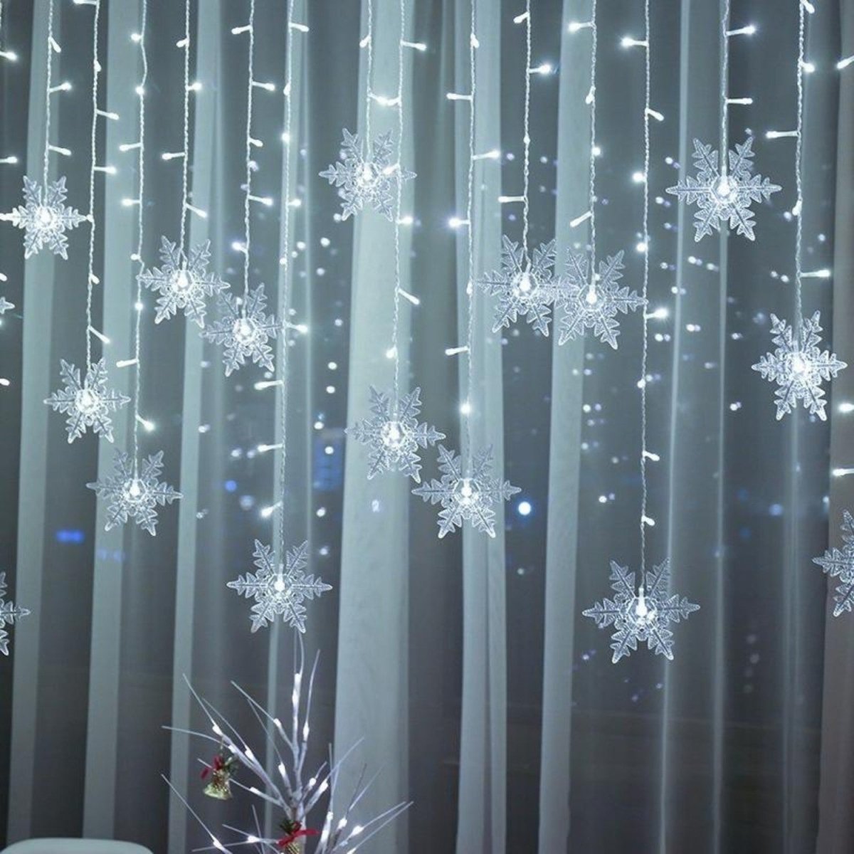 Snowflake LED String Lights - Warm White & Colorful Glow