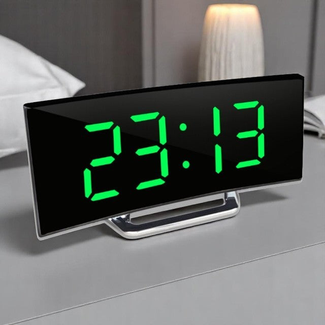 Curved LED Digital Alarm Clock with Automatic Light