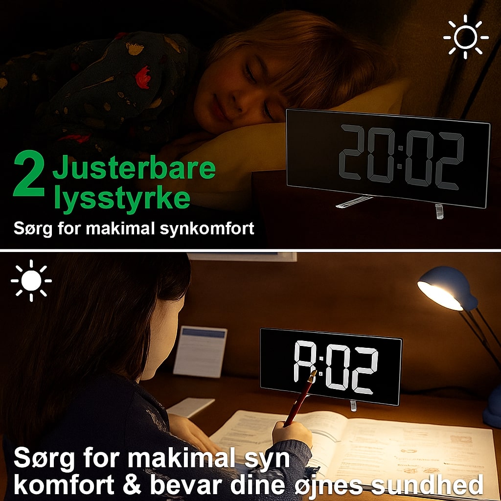 Curved LED Digital Alarm Clock with Automatic Light