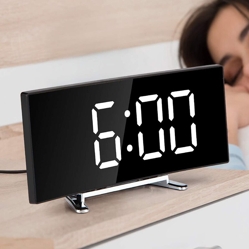 Curved LED Digital Alarm Clock with Automatic Light