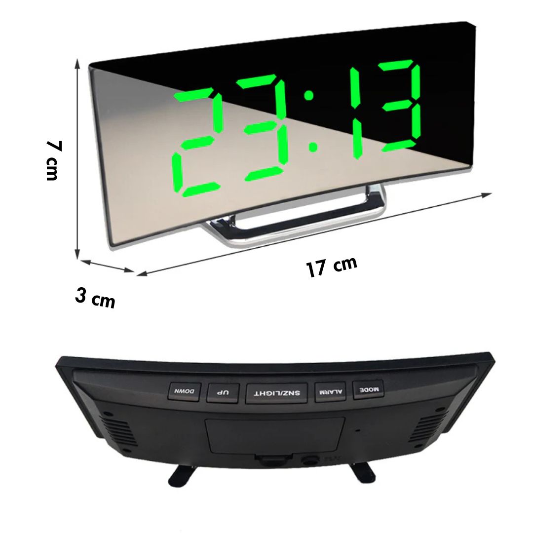 Curved LED Digital Alarm Clock with Automatic Light