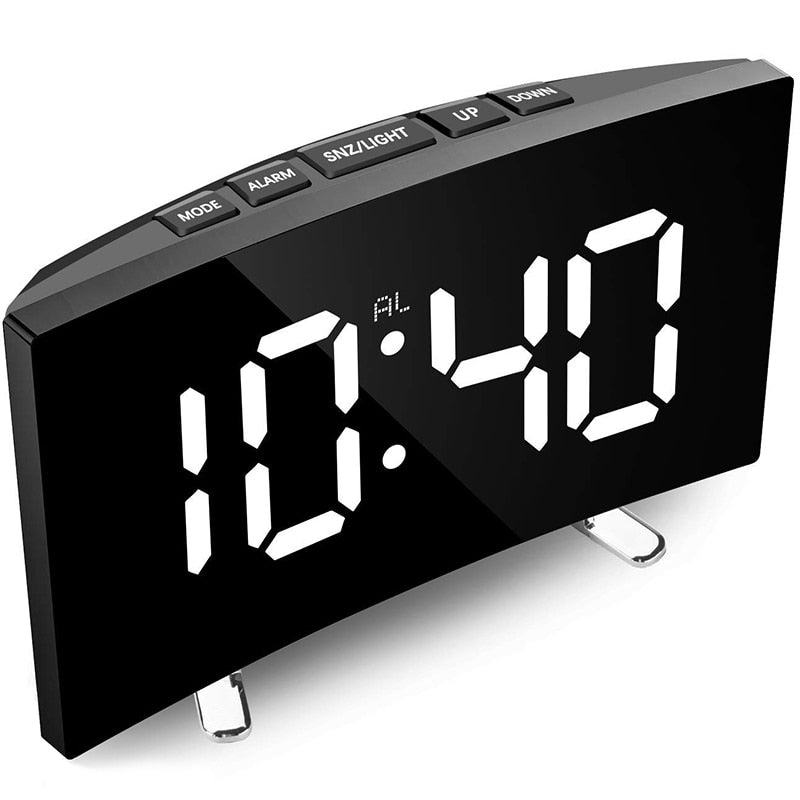 Curved LED Digital Alarm Clock with Automatic Light