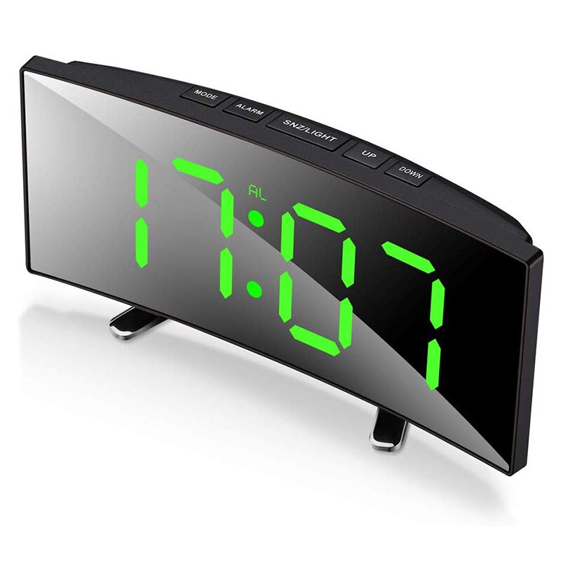 Curved LED Digital Alarm Clock with Automatic Light