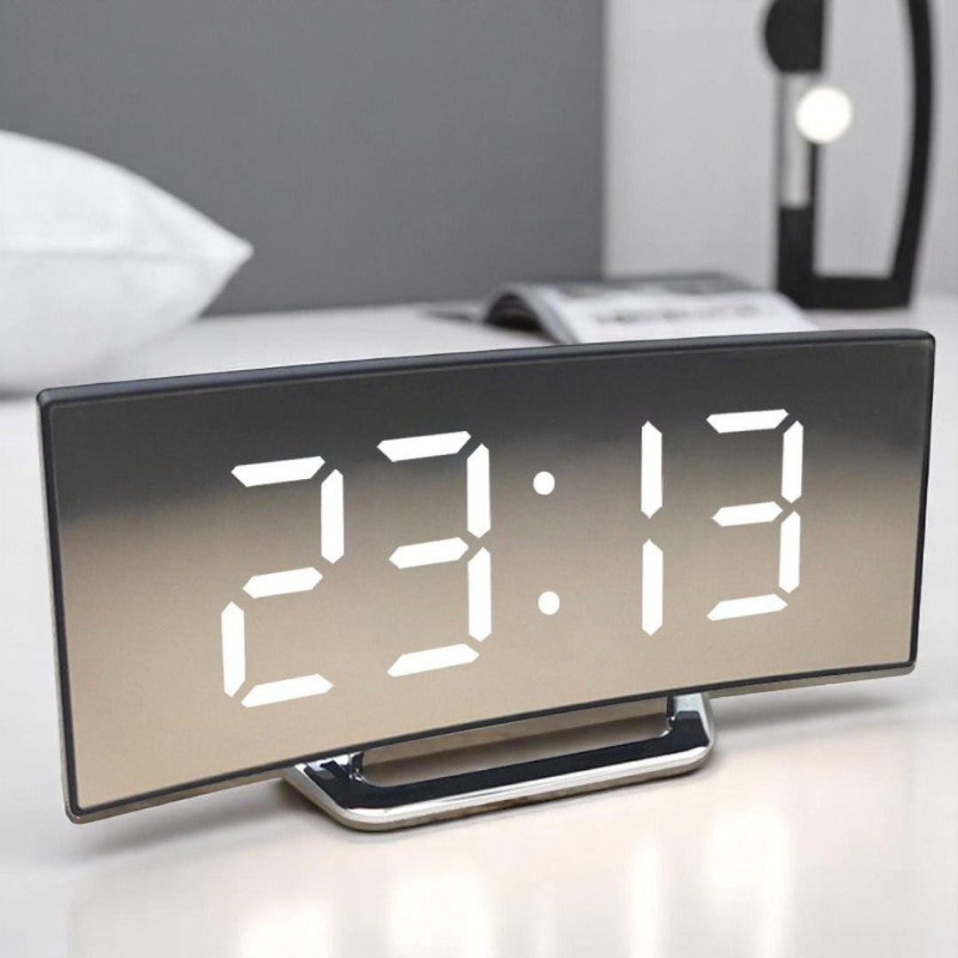 Curved LED Digital Alarm Clock with Automatic Light
