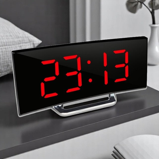 Curved LED Digital Alarm Clock with Automatic Light