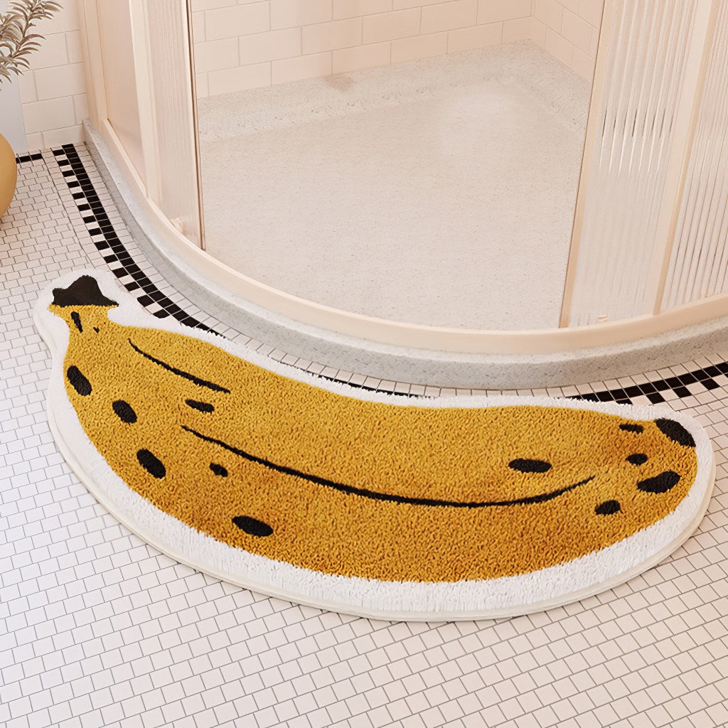 Banana Shaped Plush Bath Rug with Anti-Slip Backing
